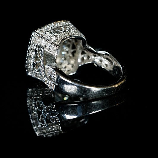 Giovanna Vintage Filigree 10mm CZ Engagement Ring | 4ct | 9ct