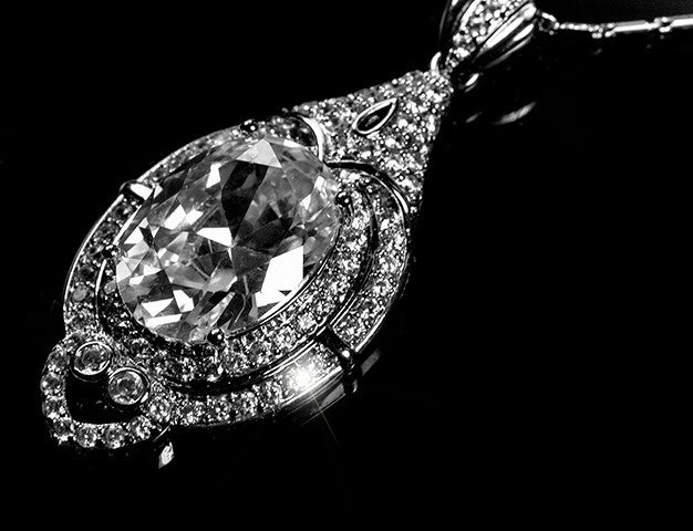 Adela Vintage Art Deco Oval CZ Pendant | 13ct | 20ct