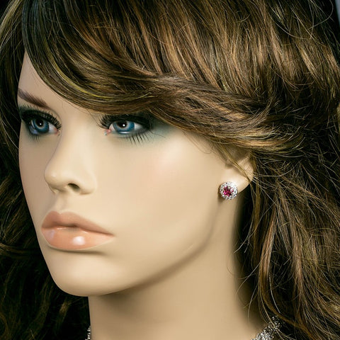 Belle Pink Rose Halo Stud Earrings | 2ct