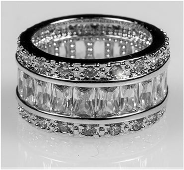 Kinsley Radiant CZ Wide Band Eternity Ring | 11ct