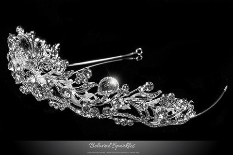 Sabella Victorian Art Deco Silver Tiara | Swarovski Crystal - Beloved Sparkles
 - 2