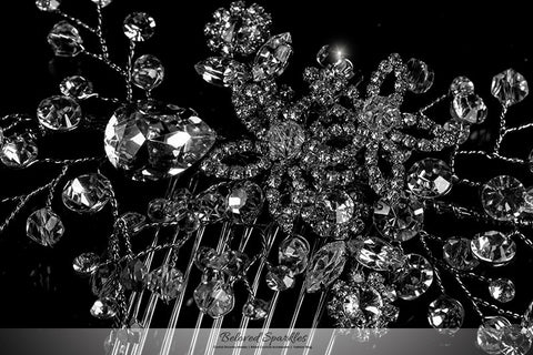Sisley Garden Flower Leaves Hair Comb | Swarovski Crystal - Beloved Sparkles
 - 2