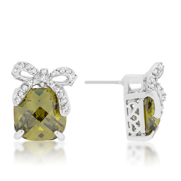 Blanche 10mm Olivine Cushion Bow Earrings