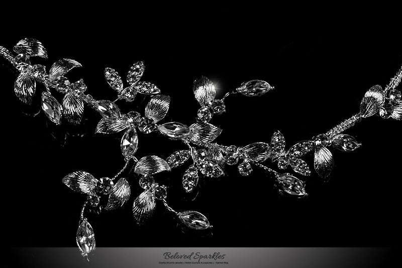 Trista Silver Leaf Hair Tie Headband | Swarovski Crystal - Beloved Sparkles
 - 2