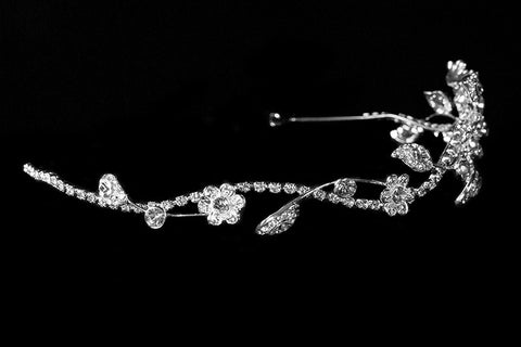 Hermilla Flower Cluster Silver Headband | Swarovski Crystal - Beloved Sparkles
 - 2