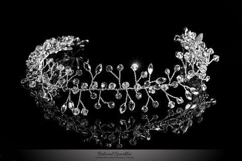 Estella Flower Spray Silver Headband | Swarovski Crystal - Beloved Sparkles
 - 2