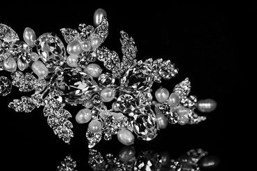 Florence Flower White Pearl Cluster Hair Clip | Swarovski Crystal - Beloved Sparkles