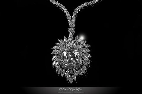 Brisa Vintage Royal Cluster Pendant Necklace Set | 80 Carat | Cubic Zirconia - Beloved Sparkles