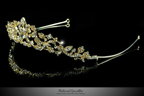 Nedda Art Deco Filigree Tiara | Gold | Swarovski Crystal - Beloved Sparkles
 - 2