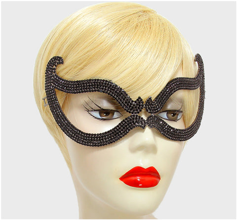 Bijou Romantic Cat Eye Crystal Masquerade Mask | Black | Crystal - Beloved Sparkles
 - 2