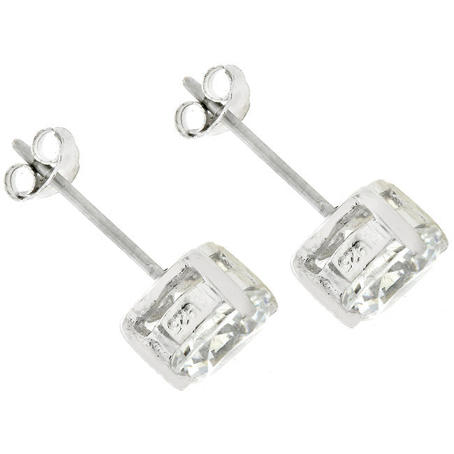 Blossom Round CZ Stud Earrings | 4mm-6.25mm-7mm | Sterling Silver
