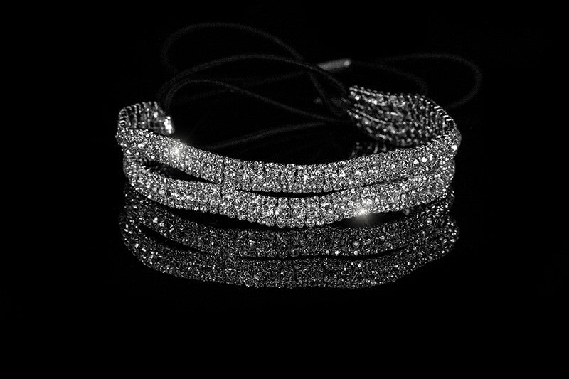 Conesa Crystal Two Rows Stretchable Headband | Rhinestone - Beloved Sparkles