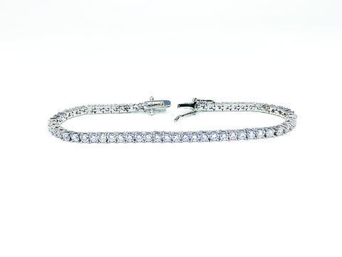 Cassidy Round CZ Silver Tennis Bracelet – 8in | 10ct