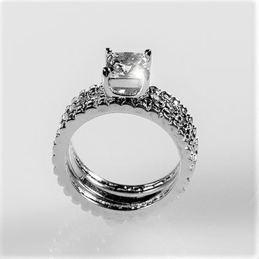 Charla 6mm Princess CZ Engagement Triple Ring Set | 1.25ct