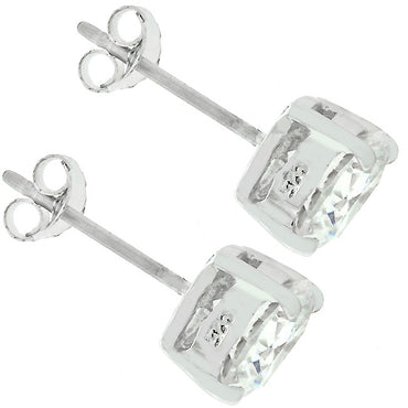 Christa Round CZ Stud Earrings | 3mm-5mm–6mm-6.5mm-7mm-8mm | Sterling Silver