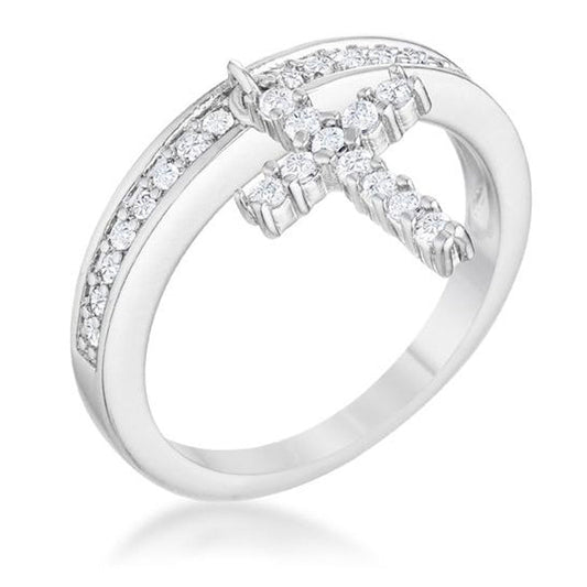 Christine CZ Cross Charm Ring
