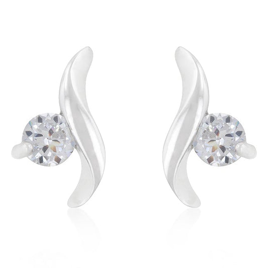 Elaine Twisting Solitaire 4mm CZ Earrings