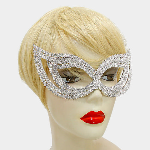 Frances Double Cluster Cat Eye Crystal Silver Masquerade Mask. - Beloved Sparkles
 - 2