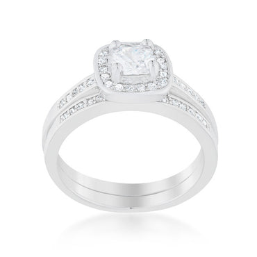 Grable Cushion Cut Engagement and Wedding Ring Set | 2 Carat | Cubic Zirconia - Beloved Sparkles