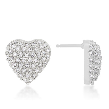 Kendal Pave CZ Heart Stud Earrings | 0.7ct