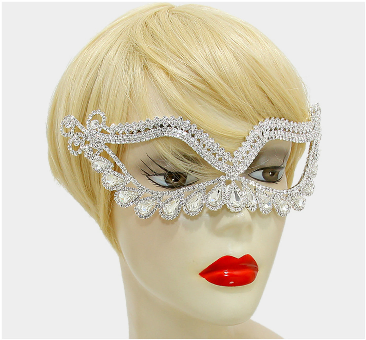 Itica Tear Drop Halo Masquerade Mask | Silver | Crystal - Beloved Sparkles
- 2