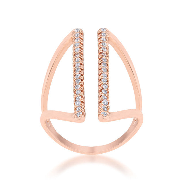 Jena Rose Gold Delicate Parallel Fashion Cocktail Ring | .8 Carat |Cubic Zirconia - Beloved Sparkles
- 2