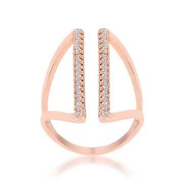 Jena Rose Gold Delicate Parallel Fashion Cocktail Ring | .8 Carat |Cubic Zirconia - Beloved Sparkles
- 2