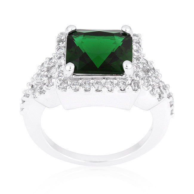 Kara Emerald Green Princess Cut Halo Cocktail Ring | 7 Carat | Cubic Zirconia - Beloved Sparkles
 - 3