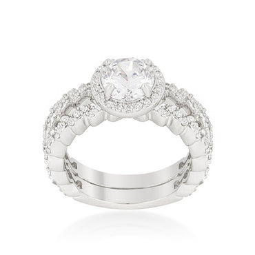 Kassidy Zig Zag Halo Engagement and Wedding Ring Set | 3.25 Carat | Cubic Zirconia - Beloved Sparkles
- 1
