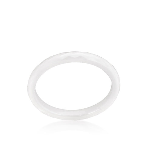 Keita White Ceramic Stackable Band Ring | Ceramic - Beloved Sparkles
 - 2