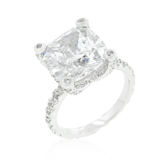 Lucine 12mm Cushion CZ Engagement Ring | 9.5ct