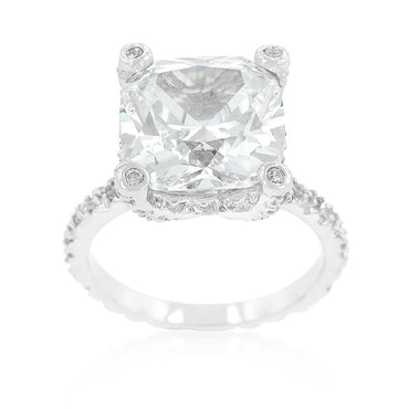 Lucine 12mm Cushion CZ Engagement Ring | 9.5ct