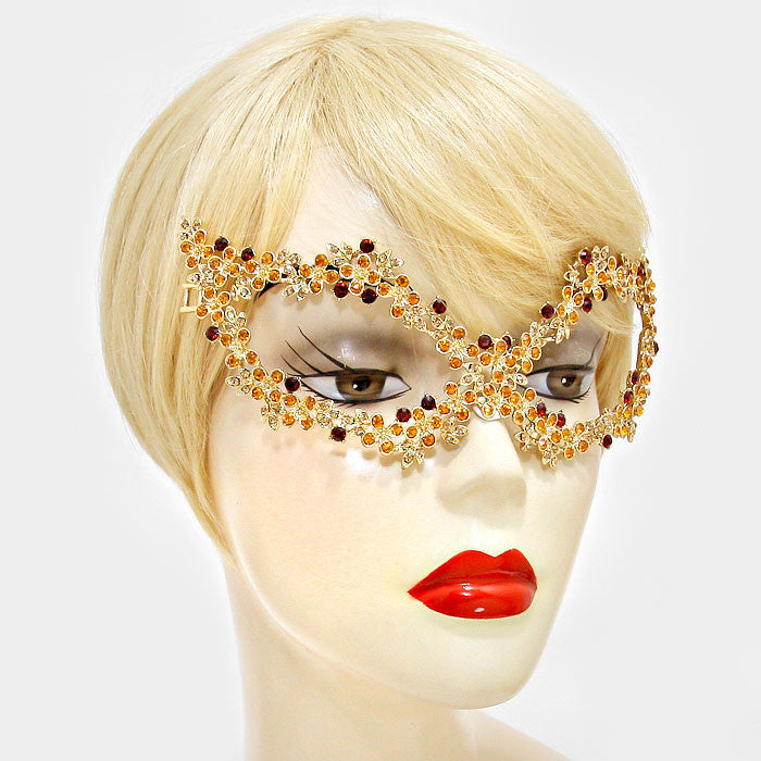 Lyla Flower Cluster Gold Masquerade Mask | Crystal - Beloved Sparkles
- 2