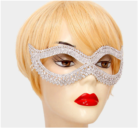 Leeza Classic  Cat Eye Masquerade Mask | Silver | Crystal - Beloved Sparkles
 - 2