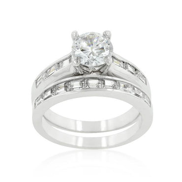 Mary Round CZ Engagement Ring Set | 1.5ct | 2.8ct