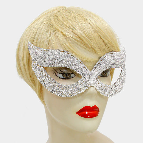 Melia Cluster Cat Eye Masquerade Mask | Silver | Crystal - Beloved Sparkles
 - 2