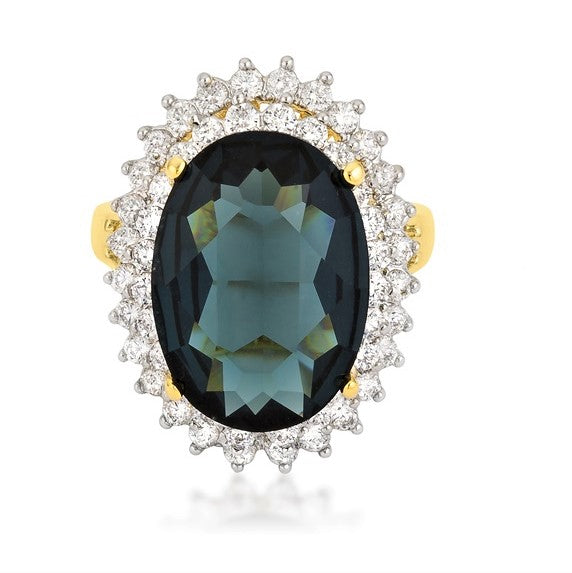 Naola 18x12mm Teal Two Tone Cocktail Ring | 15ct