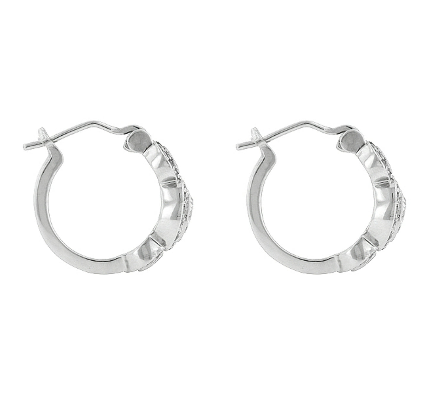 Nikki Three Stone Halo Vintage Huggie Earrings | 2ct