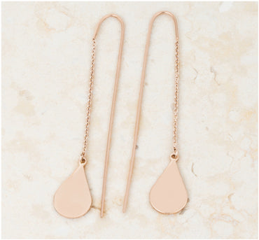 Chloe Rose Gold Teardrop Threaded Earrings | Stainless Steel