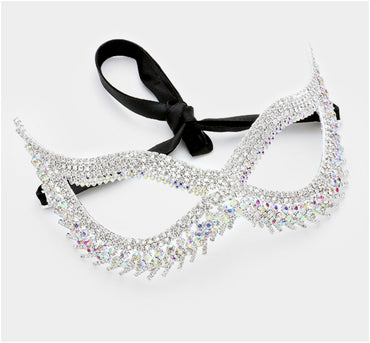 Noga Cluster Cat Eye Masquerade Mask | Silver | Crystal - Beloved Sparkles
- 2