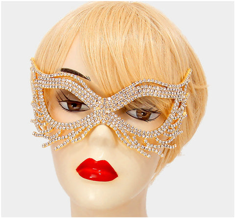 Nohelia Art Deco Modern Masquerade Mask | Gold | Crystal - Beloved Sparkles
 - 2