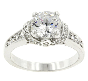 Noula 8mm Round CZ Engagement Ring | 2ct