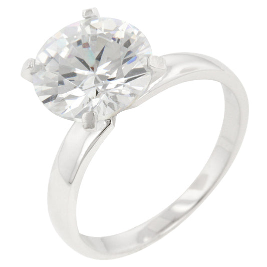 Odelia Timeless 10mm Round Solitaire Engagement Ring | 3.5ct | Sterling Silver - Beloved Sparkles