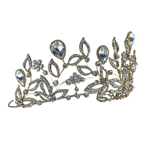 Sabrina Victorian Art Deco Crystal Gold Tiara