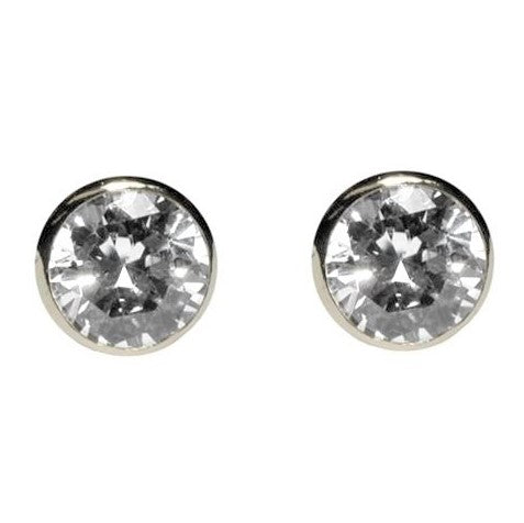 Simica Round Bezel Earrings | 4mm-6mm-8mm-10mm