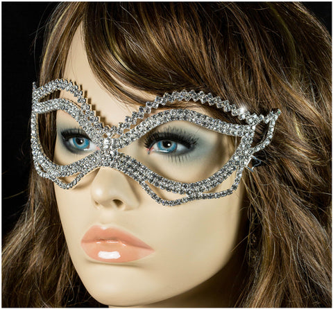 Jessie Wavy Passion Masquerade Mask | Crystal - Beloved Sparkles
 - 5