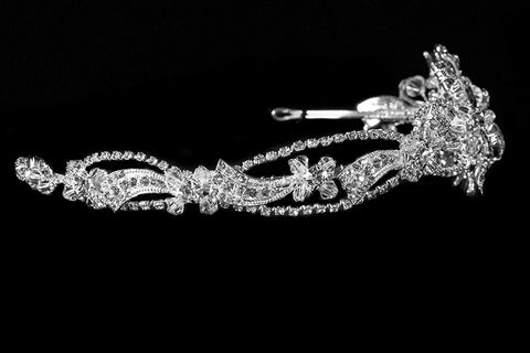 Keena Ribbon Cluster Silver Headband | Swarovski Crystal - Beloved Sparkles
 - 3