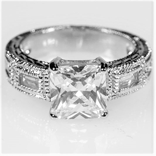 Halle 8mm Princess CZ Engagement Ring | 3ct