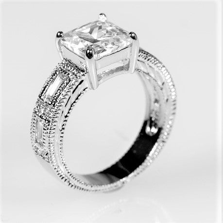 Halle 8mm Princess CZ Engagement Ring | 3ct