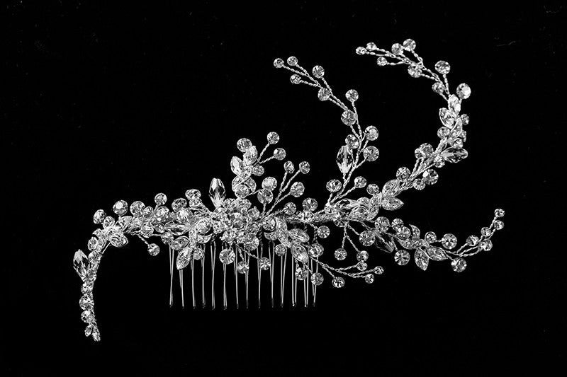 Reina Floral Spray Hair Comb | Swarovski Crystal - Beloved Sparkles
- 3